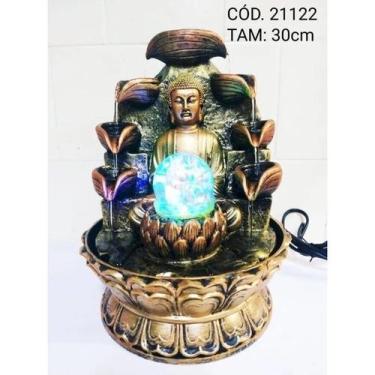 Imagem de Fonte de Água Buda Hindu com Flor de Lótus 8 Quedas Bivolt 27,5cm - No