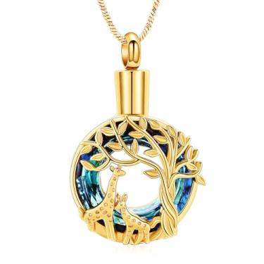 Imagem de Yinplsmemory Colar de urna árvore da vida para cinzas, joia feminina de cremação, pingente de cinzas para animais de estimação humanos, joias de cinzas, Aço inoxidável, Sem Pedra Preciosa