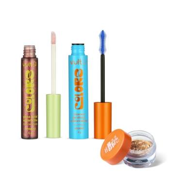 Imagem de Vult Combo Colors: Gloss Labial Superbrilho Rosa Translúcido 5ml + Máscara de Cílios Colorida Azul Alegria 8g + Ecoglitter Multifuncional Bloquinho Dourado 1g