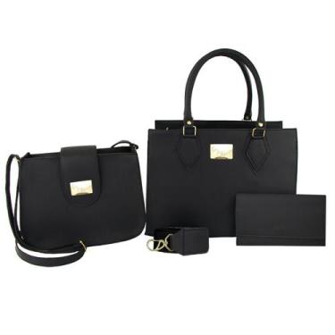 Imagem de Kit 3 bolsas feminina castelo com carteira com recorte moderno - DuMin