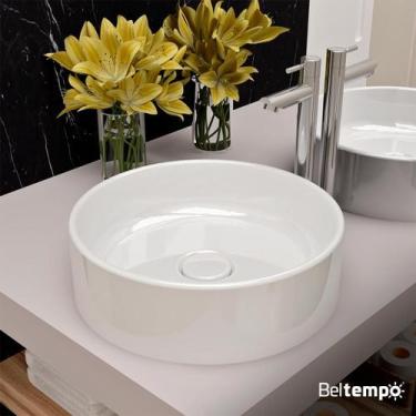 Imagem de Cuba Pia De Apoio Redonda 40cm Slim Branca Banheiro Lavabo Beltempo Bt
