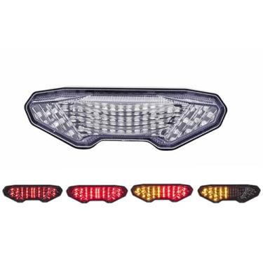 Imagem de Adequado para Yamaha 2015-2017 TRACER 900; 2018-2020 TRACER 900 GT; 2014-2016 MT-09; 2016-2020 MT10 Luz traseira de freio com indicadores de seta integrados (transparente, flash LED Style2)