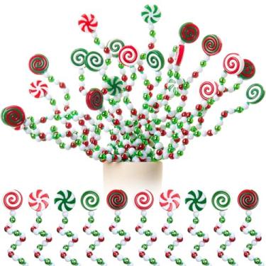 Imagem de Tigeen 50 palhetas de Natal encaracoladas vermelhas e verdes, para decoração de bengala doce, para decoração de árvore de Natal, decoração de casa, escritório, artesanato, festa