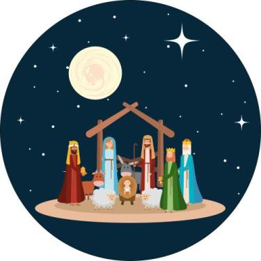 Imagem de Painel de Lona Redondo Nascimento Menino Jesus Luar - Fabrika de Festa