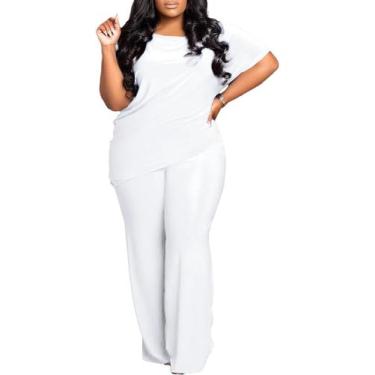 Imagem de Conjunto de roupas ANICECUT Plus Size para mulheres curvilíneas, branc