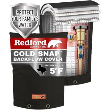 Imagem de Redford Supply Pro Capa de isolamento de refluxo externo para proteção contra congelamento de cachimbo de inverno – Bolsa impermeável multiuso para caixa de válvula de irrigador de água, medidor ou controlador (35,5 cm L x 45,7 cm A, preto)
