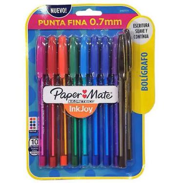 Imagem de Caneta Paper Mate Kilometrica 0.7 Km100 Colorz Fina 10 Cores
