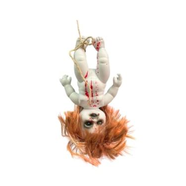 Imagem de Esquirla Adereços assustadores, bonecas assustadoras, boneca assombrada, boneca de Halloween para decoração de Halloween, adereço externo, Menina Grande