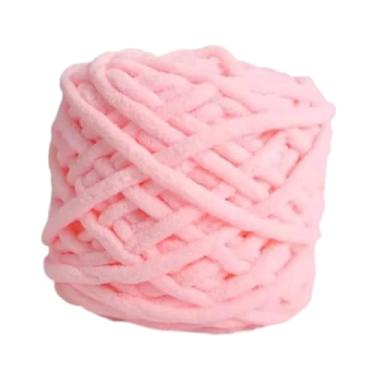 Imagem de Fenteer Fio macio e grosso para tricô, leve, macio, decoração para casa, fio de poliéster feito à mão para cachecóis, chapéus, artesanato faça você mesmo, Rosa