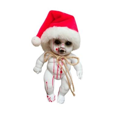 Imagem de Dynwave Adereços assustadores Boneca assustadora de Halloween pendurada com corda Decoração de terror Brinquedo Boneca assombrada Bonecas assustadoras para, Menino Papai Noel Grande