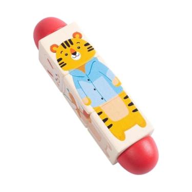 Imagem de Dynwave Brinquedo de madeira giratório, quebra-cabeça, quebra-cabeça, de construção de madeira, brinquedos de construção, quebra-cabeça para crianças de, Animais