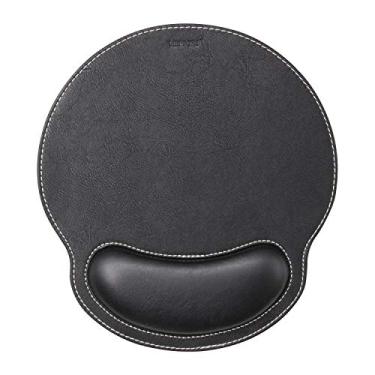 Imagem de Mousepad de couro com suporte para descanso de pulso e base antiderrapante, Mousepad ergonômico durável, Preto, 10.7 X 9.6 Inch