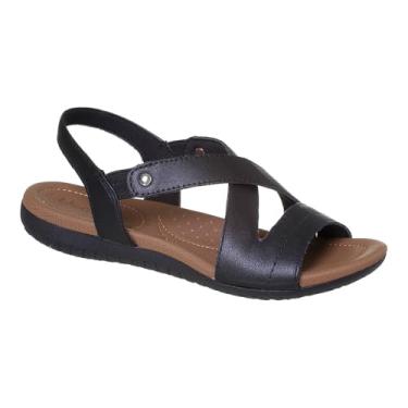 Imagem de Sandália Feminina Rasteira Couro Elástico (Preto, BR, Adulto, Numérico, 38)