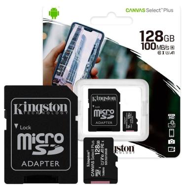 Imagem de Cartão de Memória Micro SD 128GB Kingston Canvas Select Plus - Leitura: 100MBs - Classe 10 com Adaptador SD  SDCS2128GB