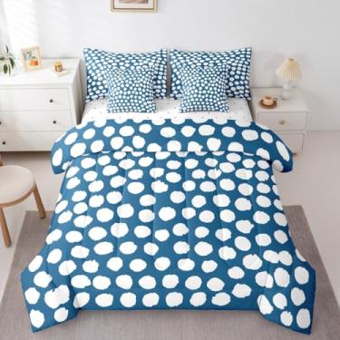 Imagem de Conjunto de edredom Queen de bolinhas azul-petróleo, moderno, abstrato, em uma bolsa, com lençol de cima e elástico, minimalista, grafite, estética, 7 peças, aquarela, geométrico, simples