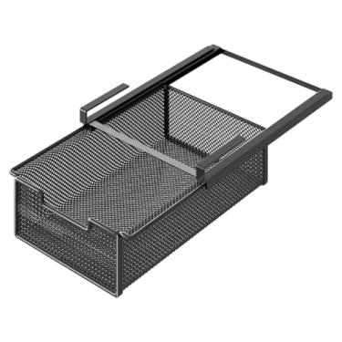 Imagem de MotiveTech Organizador de cesta de armazenamento de malha de arame, organizador de cesta de prateleira de arame, recipiente multifuncional, gaveta suspensa para, Preto
