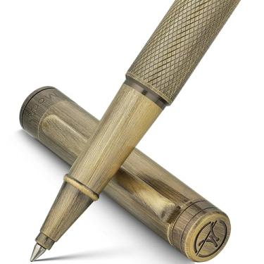 Imagem de MCNTEIK Caneta esferográfica de bronze, luxo deslumbrante com design de textura de malha, refil de tinta Schmidt, bom conjunto de presente para homens e mulheres, negócios, executivo, escritório