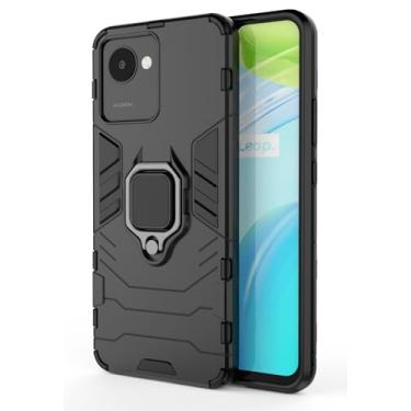 Imagem de SORAKA Capa para realme Narzo 50i Prime com suporte para anel Capa Slim Fit de TPU macio Capa realme C30 com placa de metal para suporte magnético de telefone para carro