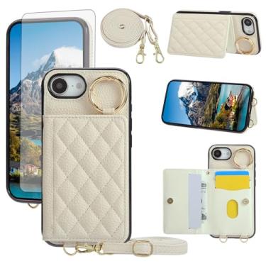 Imagem de Asuwish Capa para celular iPhone 16e/SE 2025/SE 4 capa carteira e protetor de tela transversal alça de ombro anel fivela suporte porta-cartão para i Phone16e i16e 16 e SE4 4ª geração 16eCase mulheres