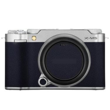 Imagem de X-M5 Adesivo de câmera anti-arranhões revestimento protetor de corpo película protetora capa de pele para FujiFilm X-M5 XM5 (transparente + índigo de couro)