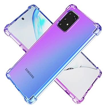 Imagem de Koarwvc Capa para Galaxy S10 Lite/Galaxy A91/M80S, SM-G770F, capa transparente gradiente fina antiarranhões TPU à prova de choque capa protetora para celular para Samsung Galaxy S10 Lite (roxo/azul)