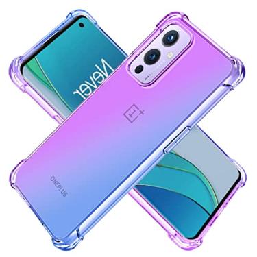 Imagem de KOARWVC Capa para OnePlus 9 5G LE2110, capa transparente gradiente fina antiarranhões TPU à prova de choque capa protetora para celular OnePlus 9 5G (roxo/azul)