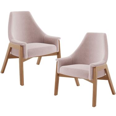 Imagem de Kit 02 Poltronas Decorativa Para Sala de Estar Sakura L02 Bouclê Rosê - Lyam Decor