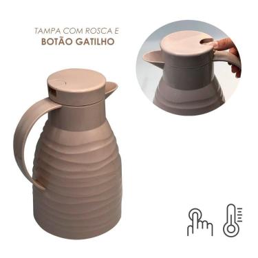 Imagem de Garrafa Térmica Nude Capri 01 Litro com Alça e Bico de Vidro