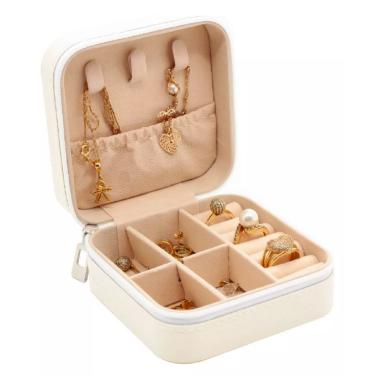 Imagem de Mini Porta Joia De Bolsa Estojo Para Viagem Portátil Colares Anéis Brincos Fácil De Transportar Zíper Acessórios