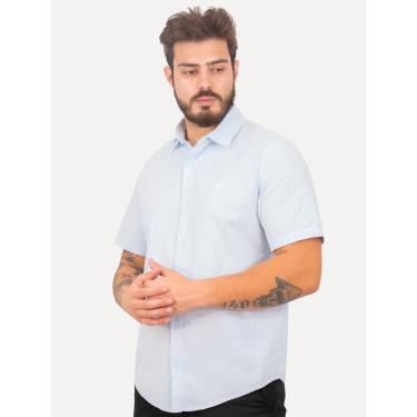 Imagem de Camisa John John Masculina Regular Manga Curta Marc Linen Blend Azul Claro-Masculino