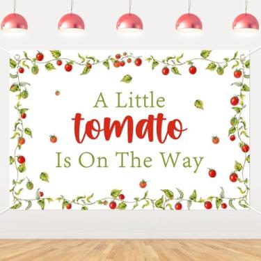 Imagem de Cheereveal Decorações de chá de bebê de tomate, faixa de pano de fundo A Little Tomate is on the Way, tema de chá de bebê com tema de mercado de fazendeiros de vegetais divertidos, artigos de festa