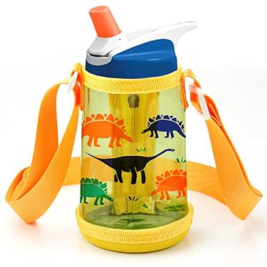 Imagem de Linkidea Suporte de garrafa de água transparente compatível com Contigo 396.9 g, YETI Rambler Jr. 340 g, garrafas infantis Zak Designs, bolsa de alça de transporte de garrafa transparente, base rígida