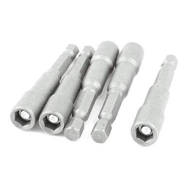 Imagem de URBEST Chaves ajustáveis, broca hexagonal magnética, 6,35 mm, adaptador de porca de 6,35 mm para furadeira (5 peças)