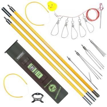 Imagem de SINGMATOOLS Vara de pesca submarina havaiana conjunto de lança de pesca com vara de fibra de vidro, arpão, equipamento de pesca submarina, pontas de paralisador de 3 garras, 14 cm, bolsa de viagem com