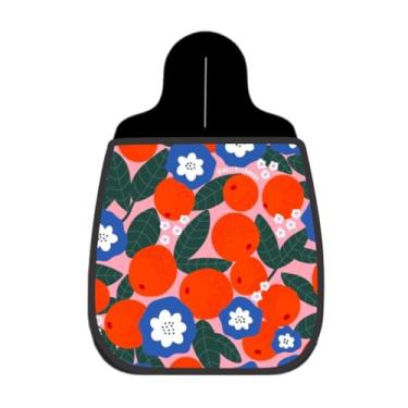 Imagem de Lixeira De Carro Organizador Lixinhocar Laranjas e Flores Azuis Fundo Rosa 1