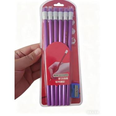 Imagem de KZGMMHY8 12 lápis 2B com borrachas na parte superior + apontador de lápis bônus, lápis de desenho de escrita pré-afiados para material de arte escolar e escritório