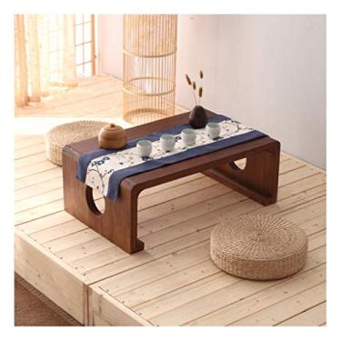 Imagem de Mesa de centro de design simples, mesa japonesa zen de madeira maciça, mesa kang para casa, mesa baixa, janela de sacada, mesa de chá, tatame, mesa de café, mesa lateral minimalista para sala de estar