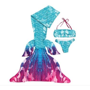 Imagem de Cauda de Sereia p/ Nadar Completa Especial c/ Nadadeira Azul Nova