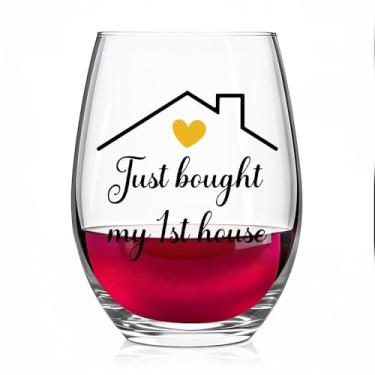 Imagem de Pishovi Just Bought My 1st House Taça de vinho, presentes de inauguração de casa para o melhor amigo, colega de trabalho, chefe, melhor amigo, mulheres, homens, presentes de aniversário e Natal para a