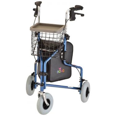 Imagem de Andador Adulto Idoso 3 Rodas NOVA Medical Products com Bolsa, Azul