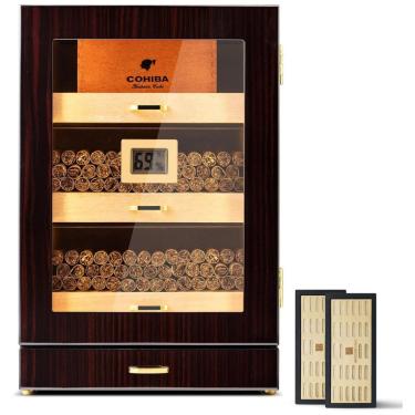 Imagem de Umidor de Charutos Woodronic para 150 Charutos, com Luz de LED, Gaveta para Acessórios, Higrômetro Digital e Divisor de Cedro Espanhol