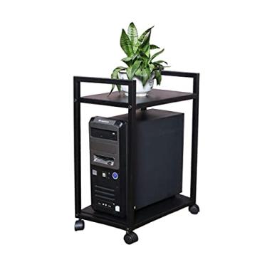 Imagem de Suporte para PC, suporte de CPU, base de host de mesa, suporte de impressora, suporte de metal, suporte de PC adequado para a maioria dos PCs (com polia) (cor: latão)