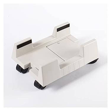 Imagem de Suporte de CPU para PC, torre de mesa móvel, suporte de PC ajustável e móvel com rodas e largura ajustável de 12 a 23 cm (cor: branco)
