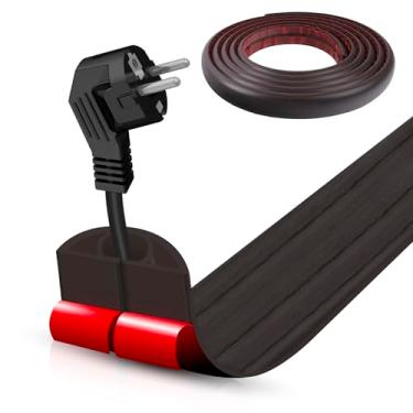 Imagem de Capa de cabo de piso autoadesiva, gerenciamento de cabos de 5 m, protetor de faixa de extensão para fios, evita viagens de cabos para escritórios, academias, exposições. Cavidade: 1 cm (L) x 0,7 cm (A