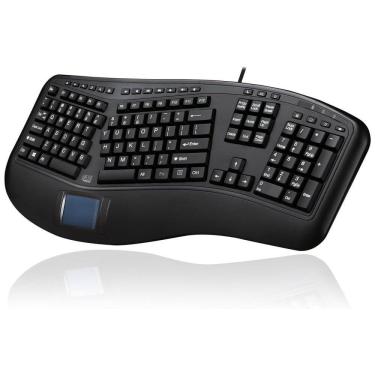 Imagem de Teclado Ergonômico Dividido Sem Fio Recarregável Reduz a Tensão das Mãos com Touchpad Embutido, ADESSO AKB 450UB, Preto