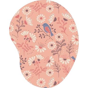 Imagem de Mouse Pad Ergonômico Gota Floral Pássaro Fundo Pêssego
