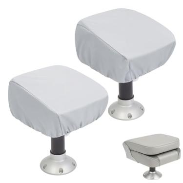 Imagem de WOMACO Pacote com 2 capas para assento de barco, capa protetora para cadeira de banco de capitão barco e pedestal à prova d'água (prata, capa de assento dobrável (pacote com 2)