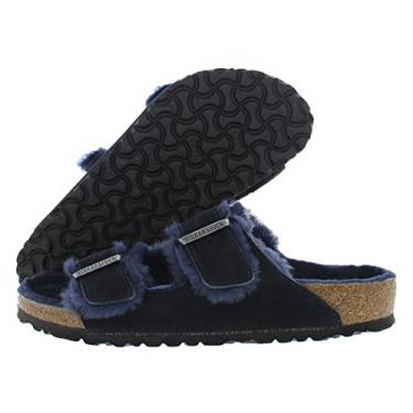 Imagem de Birkenstock Sandálias masculinas Arizona Shearling, meia-noite/meia-noite, azul, 43 M EUA