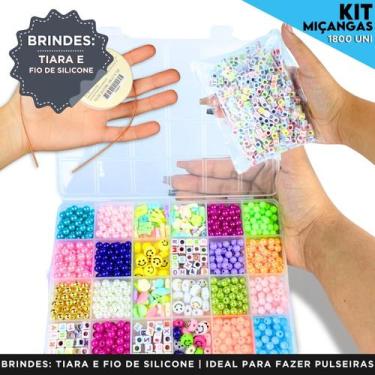 Imagem de Kit de Miçangas 1800 Peças  Pulseirinhas Infantis Criativas Fio de Sil