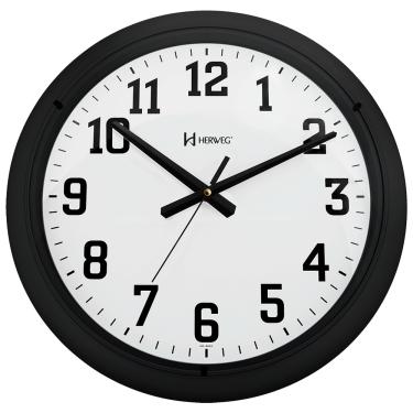 Imagem de Relógio Parede 40 cm Preto Grande Plastico Vidro Herweg